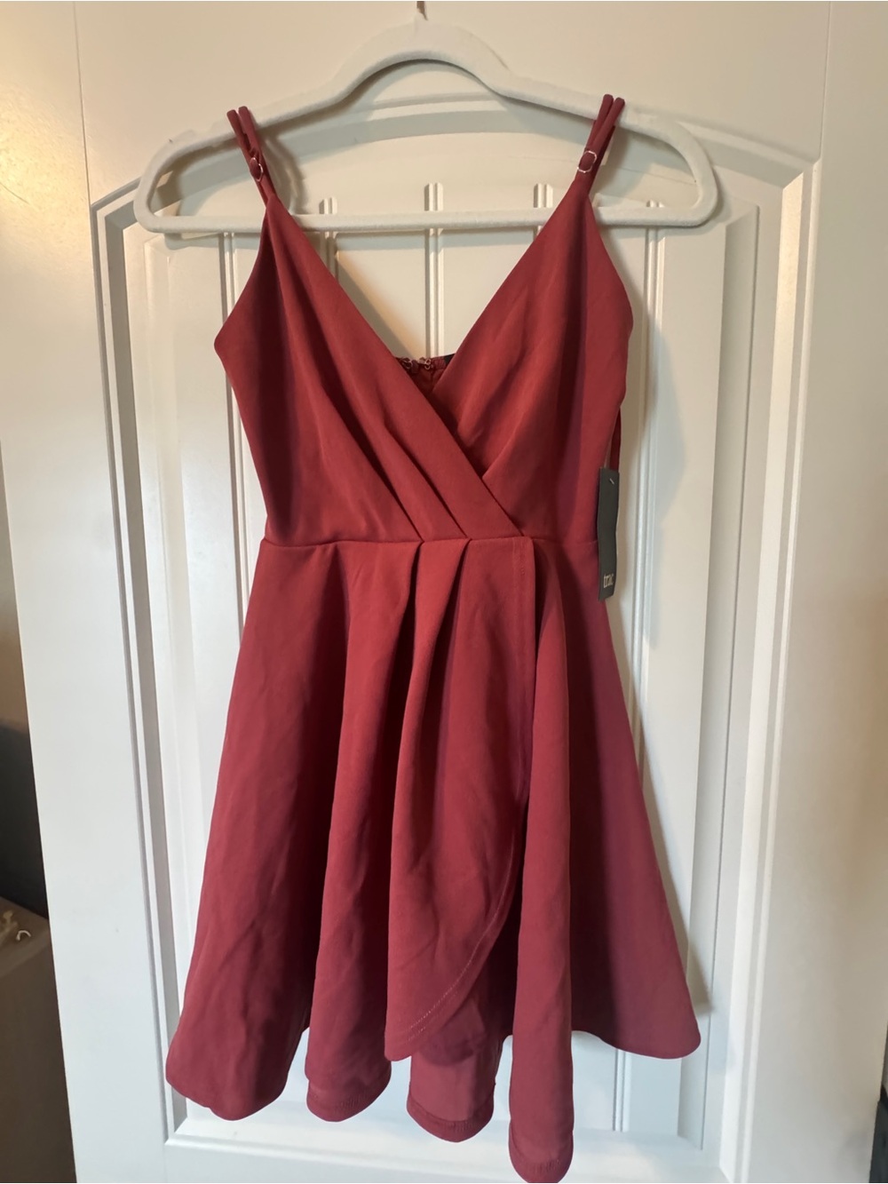 NWT Trac Rust Wrap Front Fit & Flare Mini Dress Sz XS